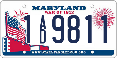 MD license plate 1AD9811