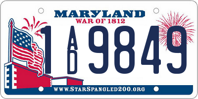MD license plate 1AD9849