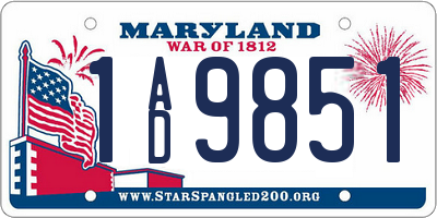 MD license plate 1AD9851