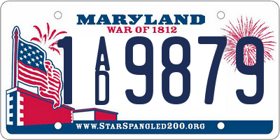 MD license plate 1AD9879