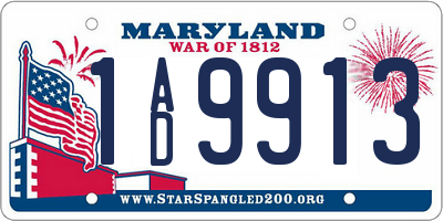 MD license plate 1AD9913