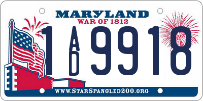 MD license plate 1AD9918