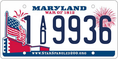 MD license plate 1AD9936