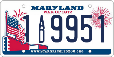 MD license plate 1AD9951