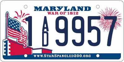 MD license plate 1AD9957