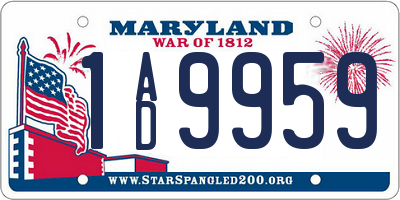 MD license plate 1AD9959