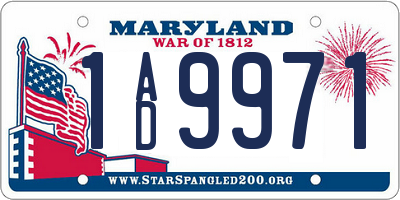 MD license plate 1AD9971