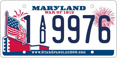 MD license plate 1AD9976