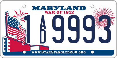 MD license plate 1AD9993