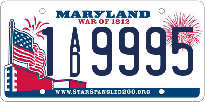 MD license plate 1AD9995