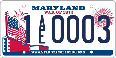MD license plate 1AE0003