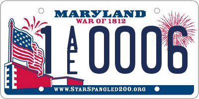 MD license plate 1AE0006