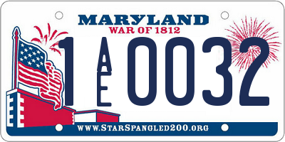 MD license plate 1AE0032