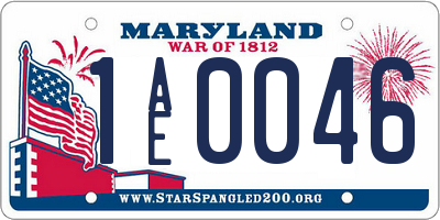 MD license plate 1AE0046