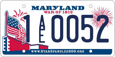 MD license plate 1AE0052