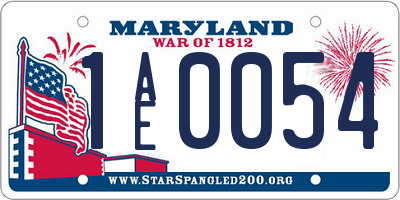 MD license plate 1AE0054