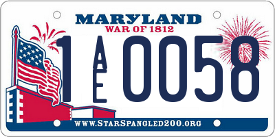 MD license plate 1AE0058