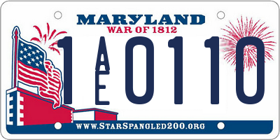 MD license plate 1AE0110