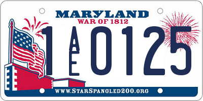 MD license plate 1AE0125