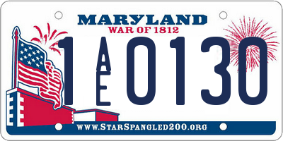 MD license plate 1AE0130