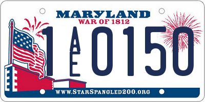 MD license plate 1AE0150