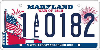 MD license plate 1AE0182