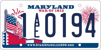 MD license plate 1AE0194