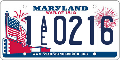 MD license plate 1AE0216