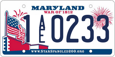MD license plate 1AE0233