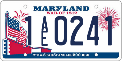 MD license plate 1AE0241