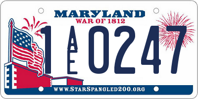 MD license plate 1AE0247