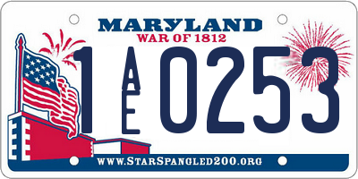 MD license plate 1AE0253