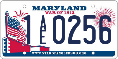 MD license plate 1AE0256