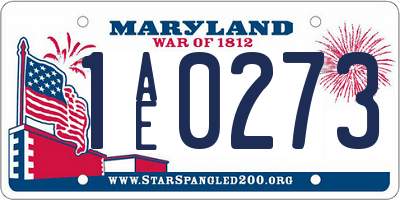 MD license plate 1AE0273