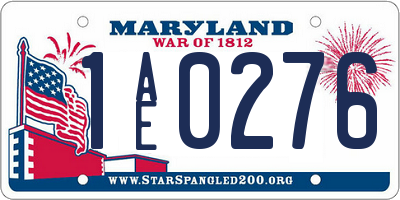MD license plate 1AE0276