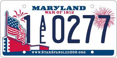 MD license plate 1AE0277