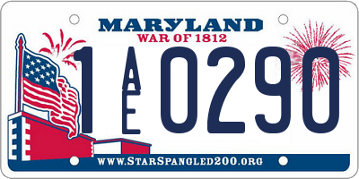 MD license plate 1AE0290
