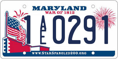 MD license plate 1AE0291
