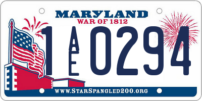 MD license plate 1AE0294
