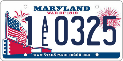 MD license plate 1AE0325