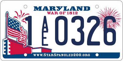 MD license plate 1AE0326
