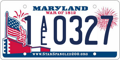 MD license plate 1AE0327