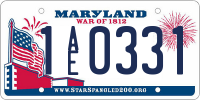 MD license plate 1AE0331