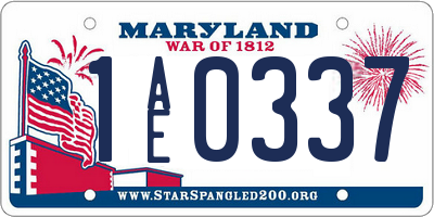 MD license plate 1AE0337