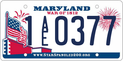 MD license plate 1AE0377