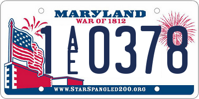 MD license plate 1AE0378
