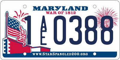 MD license plate 1AE0388