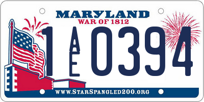 MD license plate 1AE0394