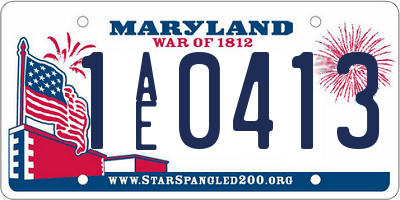MD license plate 1AE0413
