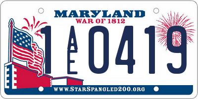 MD license plate 1AE0419